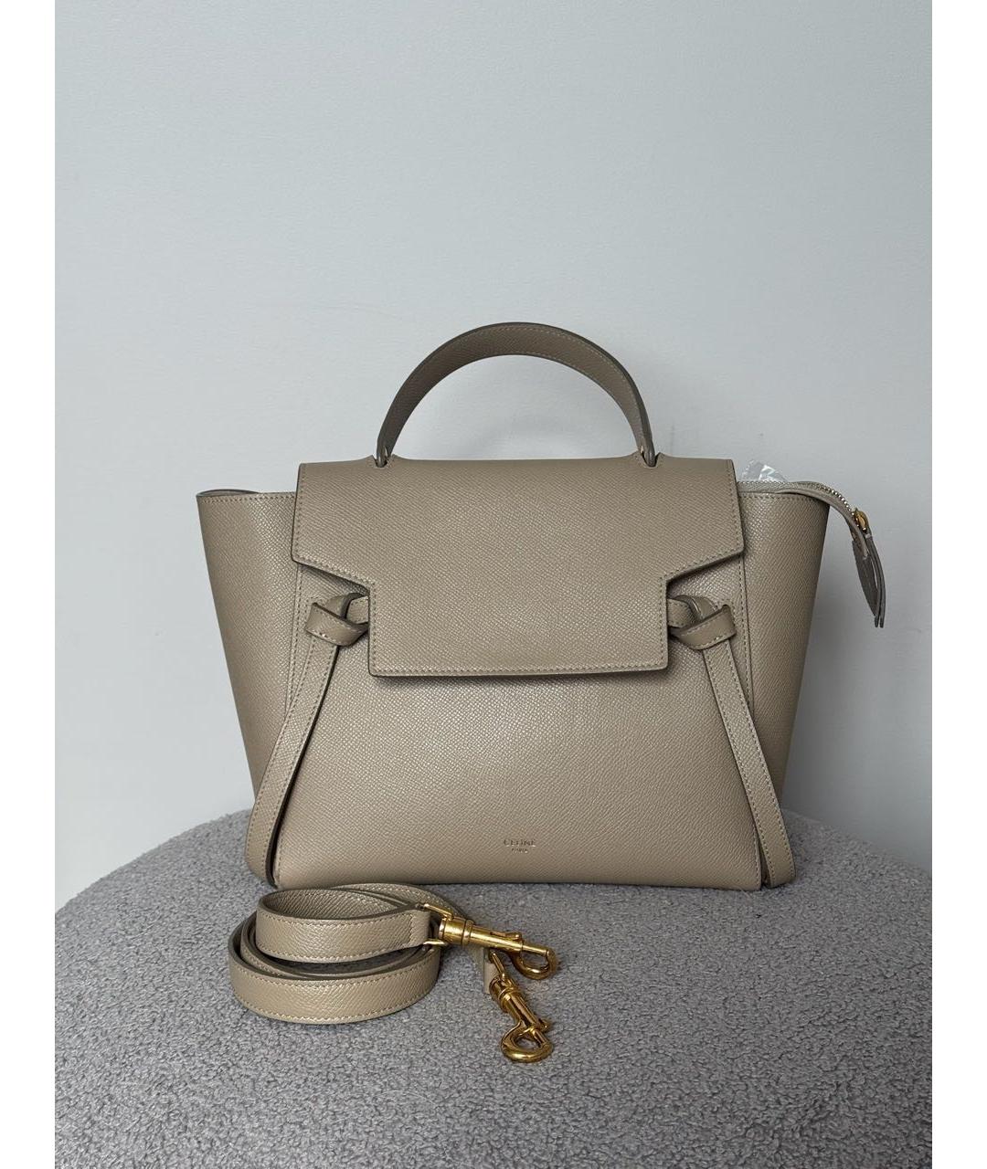 CELINE Бежевая кожаная сумка тоут, фото 2