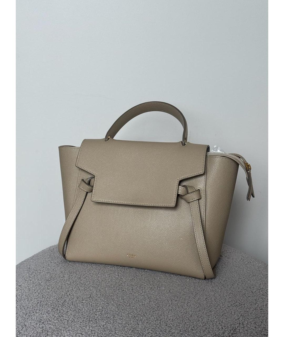 CELINE Бежевая кожаная сумка тоут, фото 3