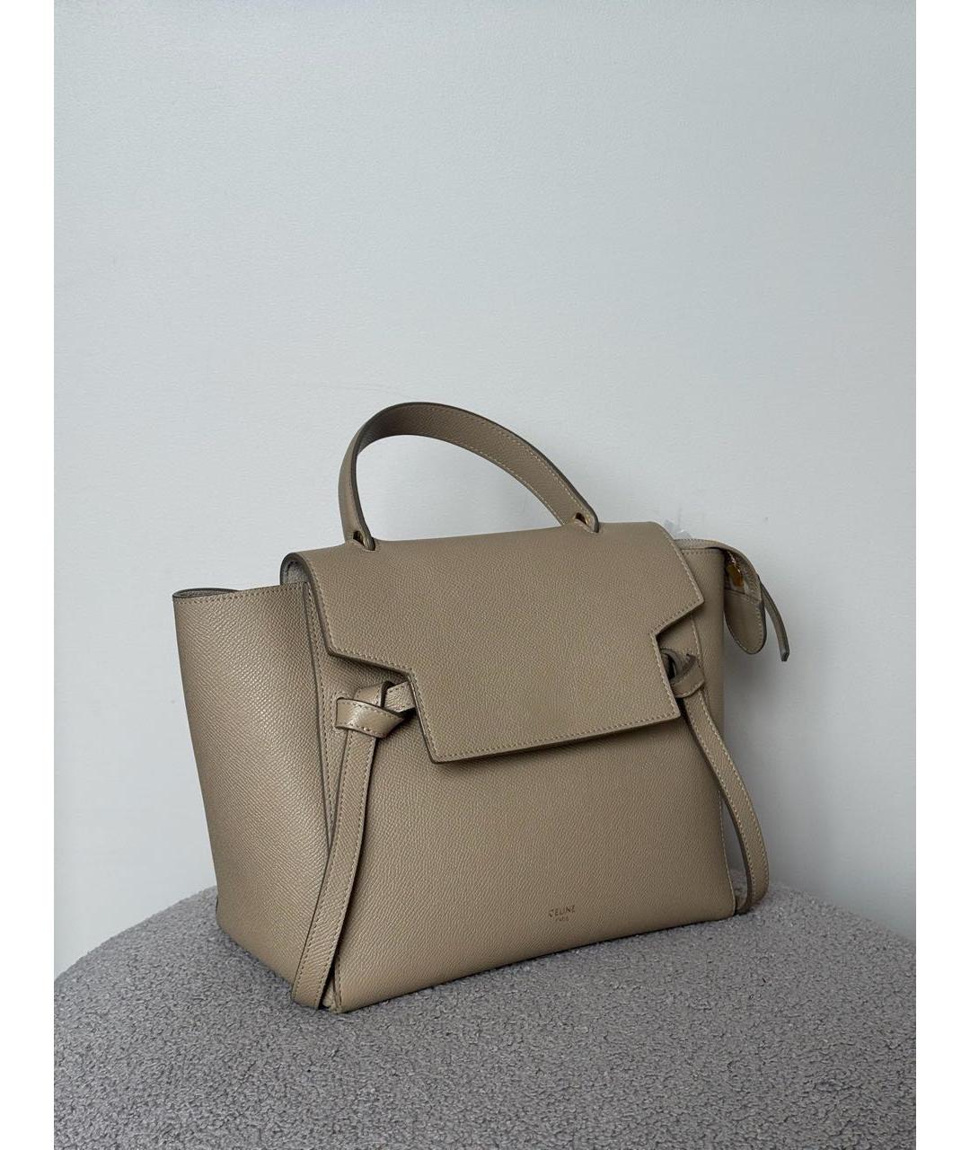 CELINE Бежевая кожаная сумка тоут, фото 5
