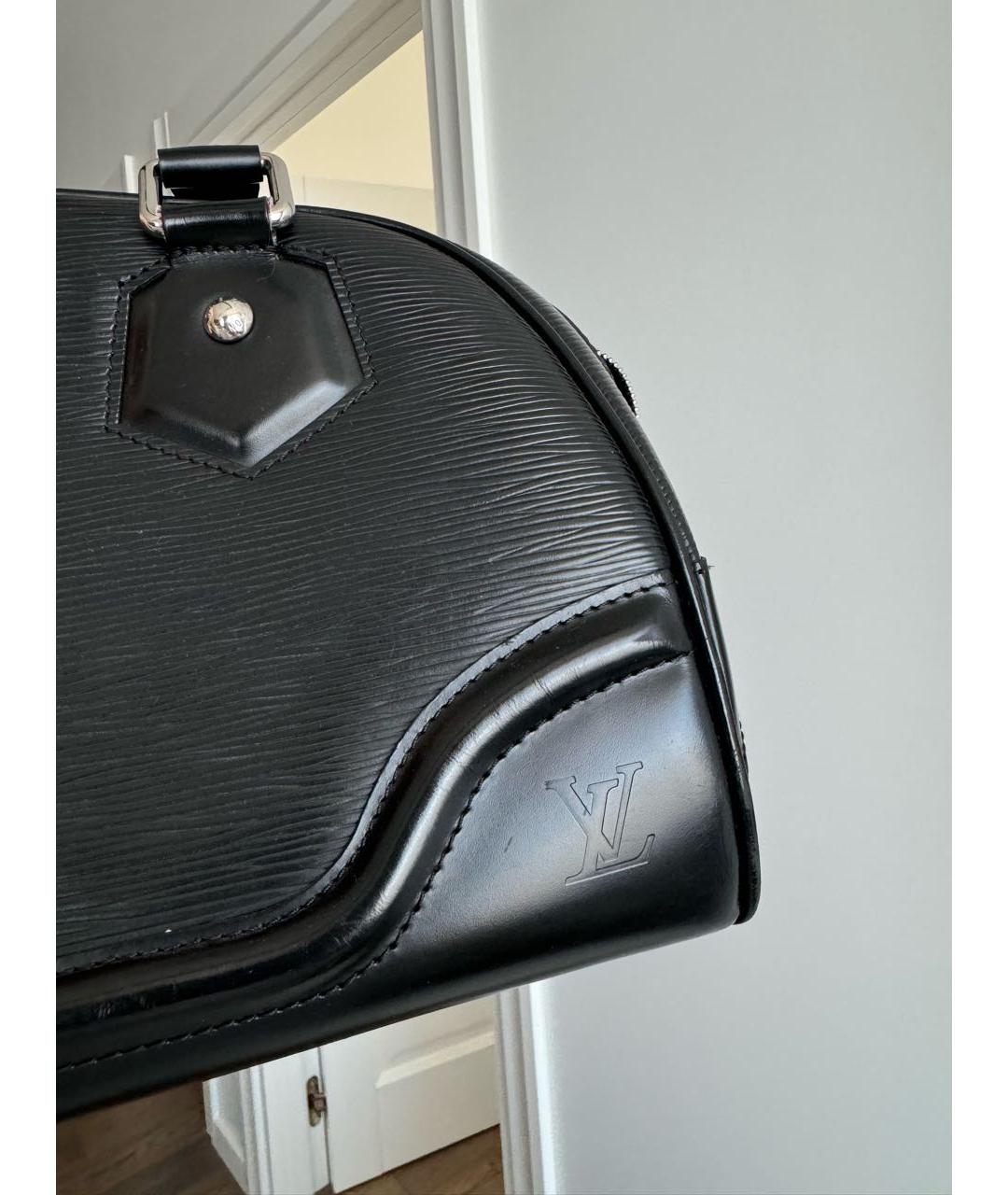 LOUIS VUITTON Черная кожаная сумка с короткими ручками, фото 5