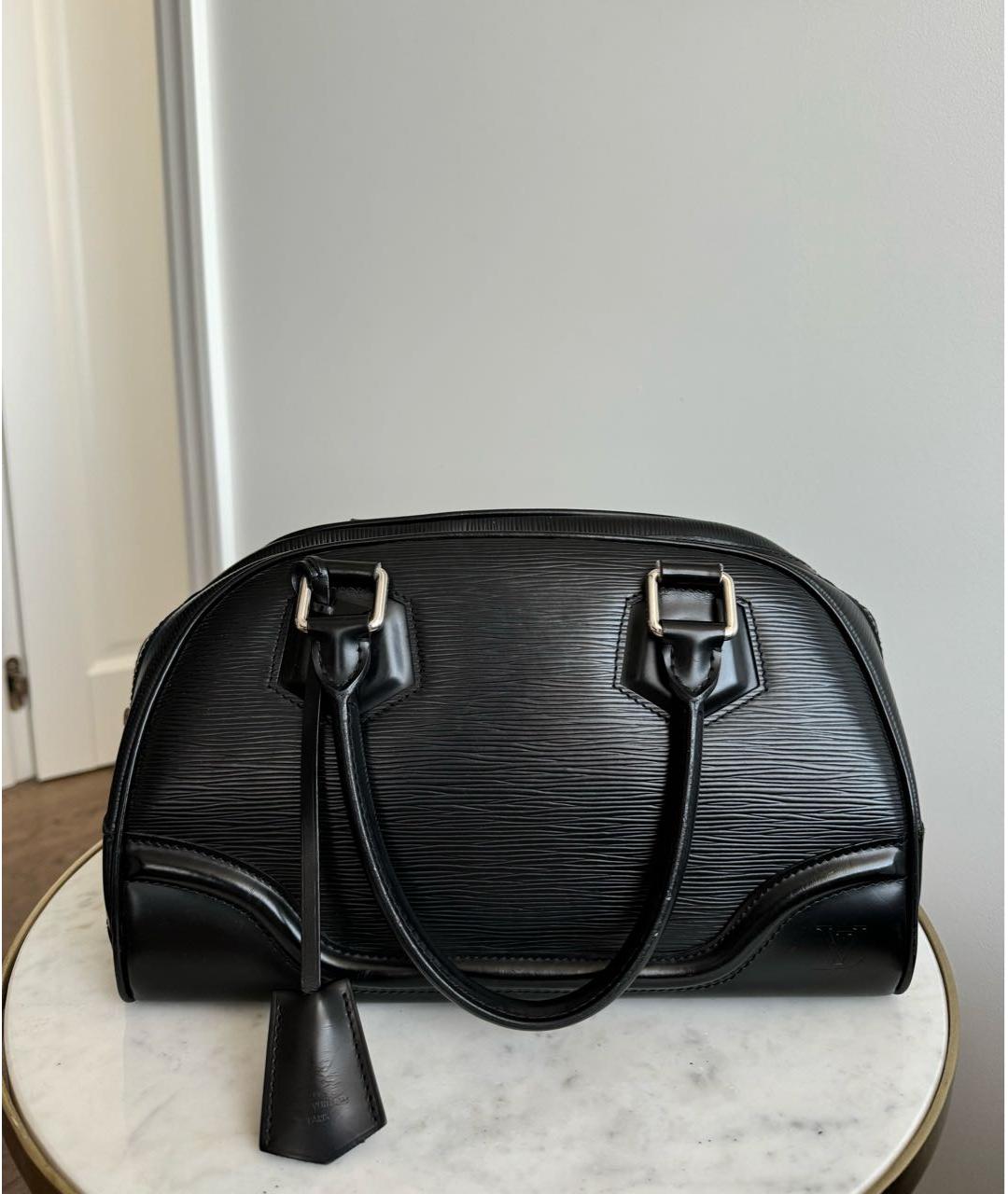 LOUIS VUITTON Черная кожаная сумка с короткими ручками, фото 9
