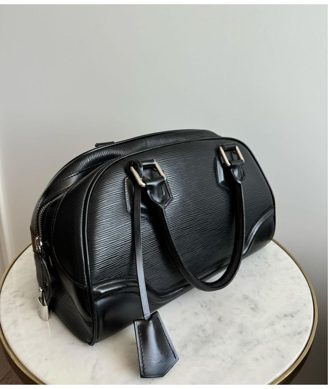 LOUIS VUITTON Черная кожаная сумка с короткими ручками, фото 2
