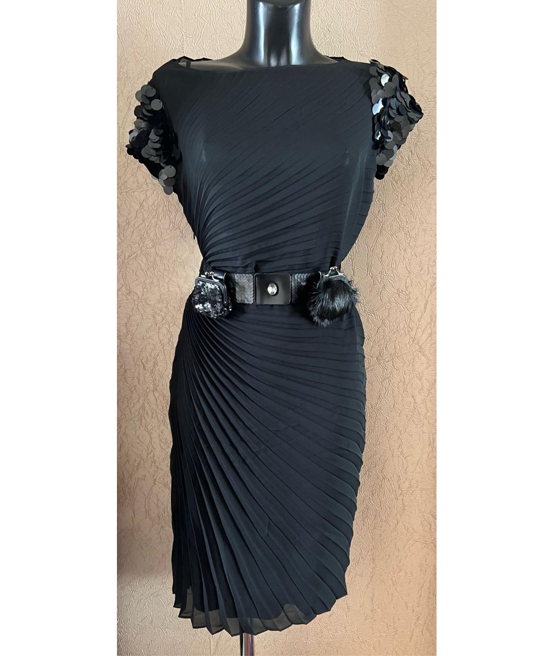BLUMARINE Черное шифоновое коктейльное платье, фото 8