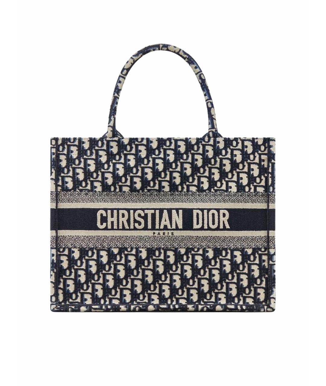CHRISTIAN DIOR Антрацитовая хлопковая сумка тоут, фото 1