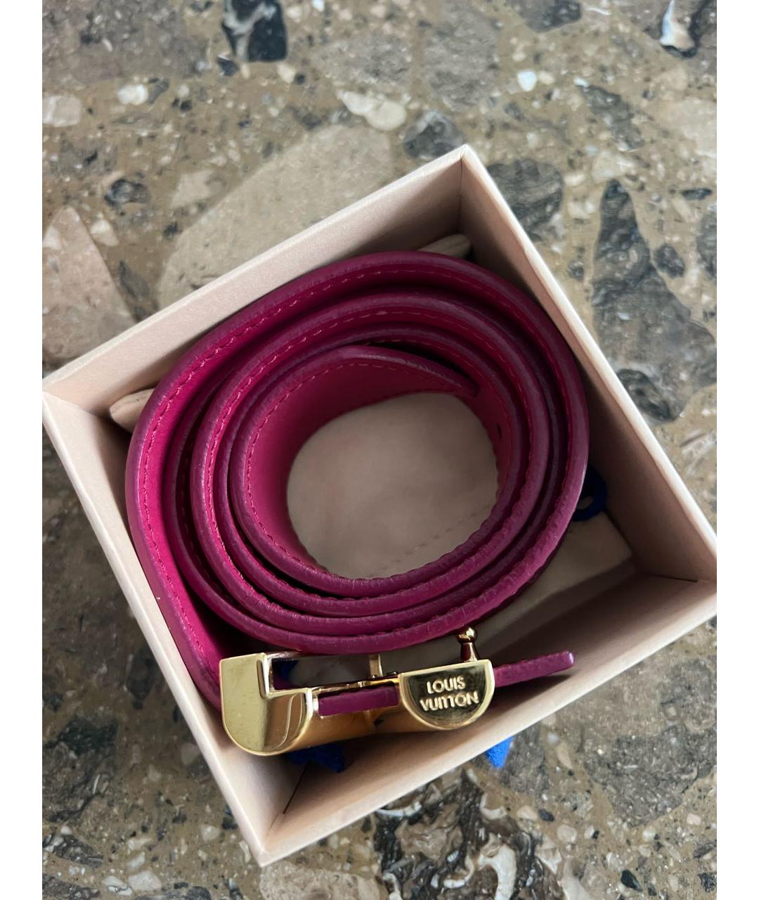 LOUIS VUITTON Коралловый кожаный ремень, фото 6