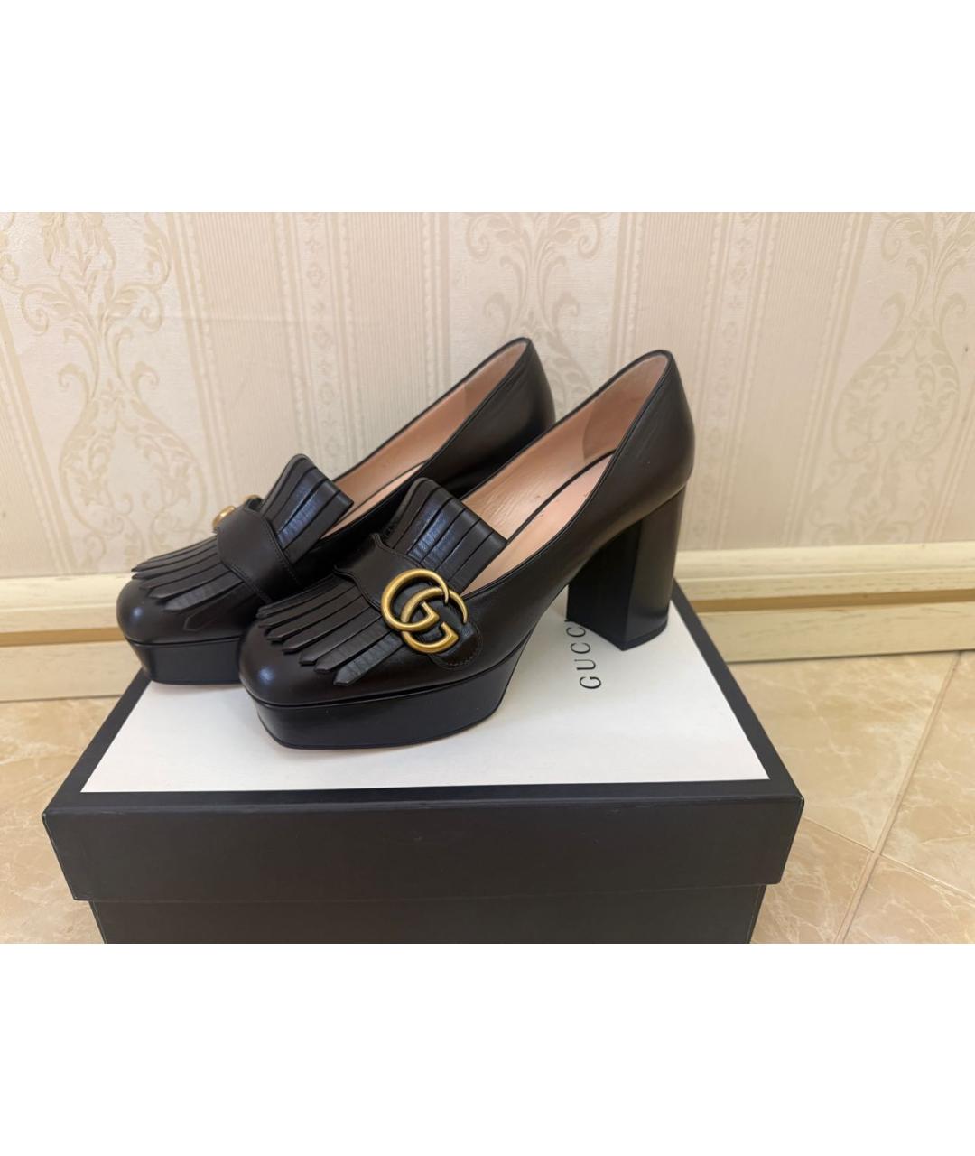 GUCCI Черные кожаные туфли, фото 2