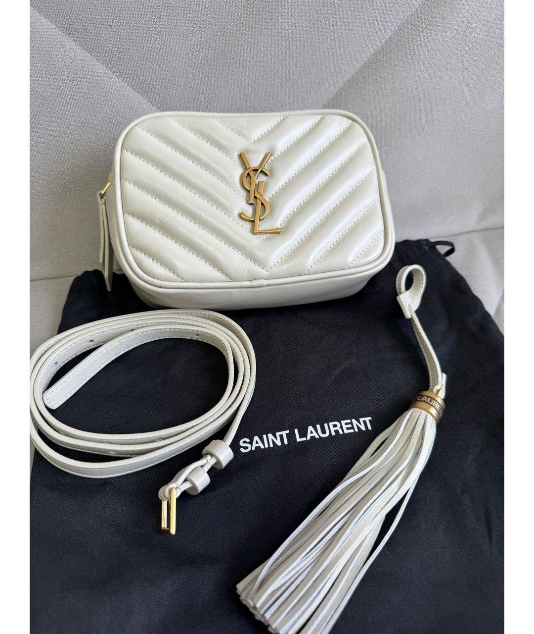 SAINT LAURENT Бежевая кожаная поясная сумка, фото 9
