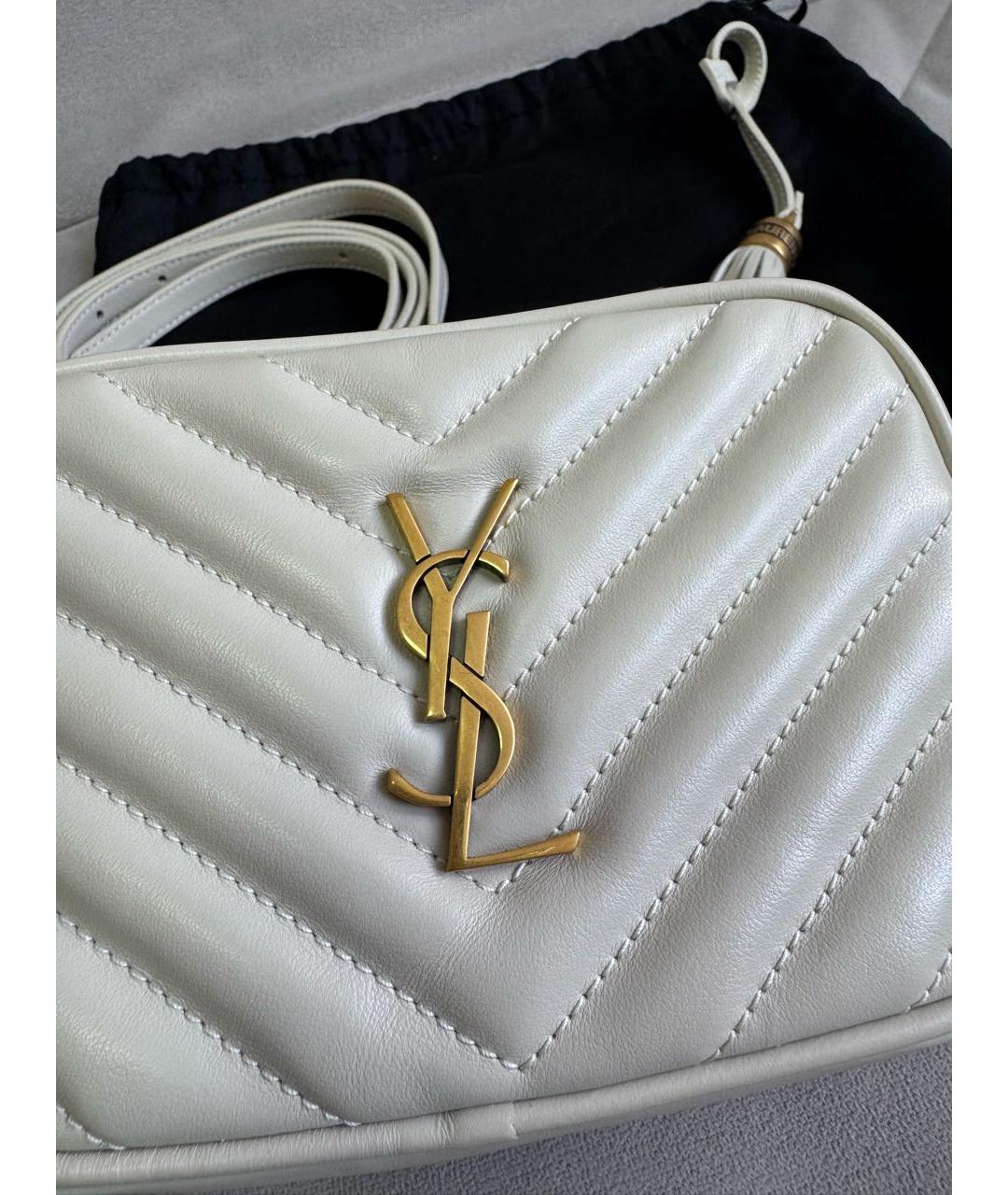 SAINT LAURENT Бежевая кожаная поясная сумка, фото 3