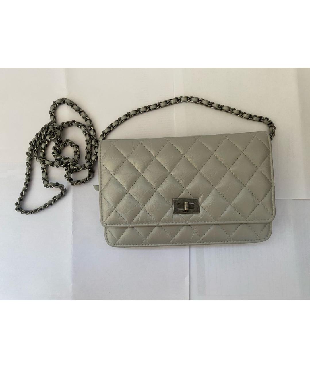 CHANEL Серая кожаная сумка через плечо, фото 4