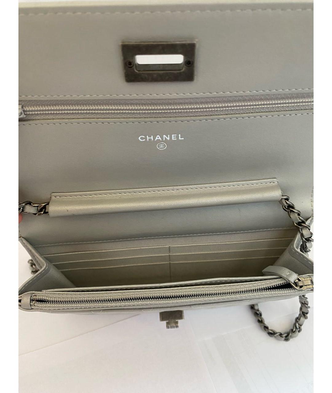 CHANEL Серая кожаная сумка через плечо, фото 3