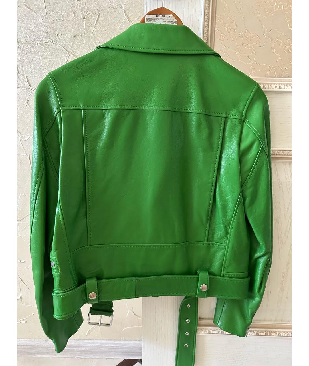 ACNE STUDIOS Зеленая кожаная куртка, фото 2