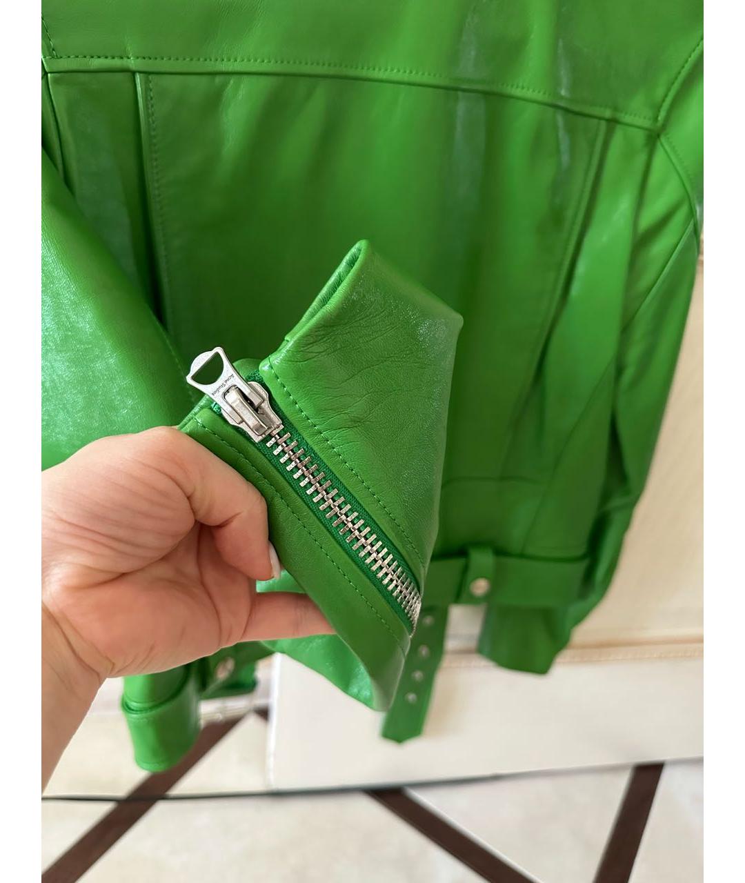 ACNE STUDIOS Зеленая кожаная куртка, фото 3