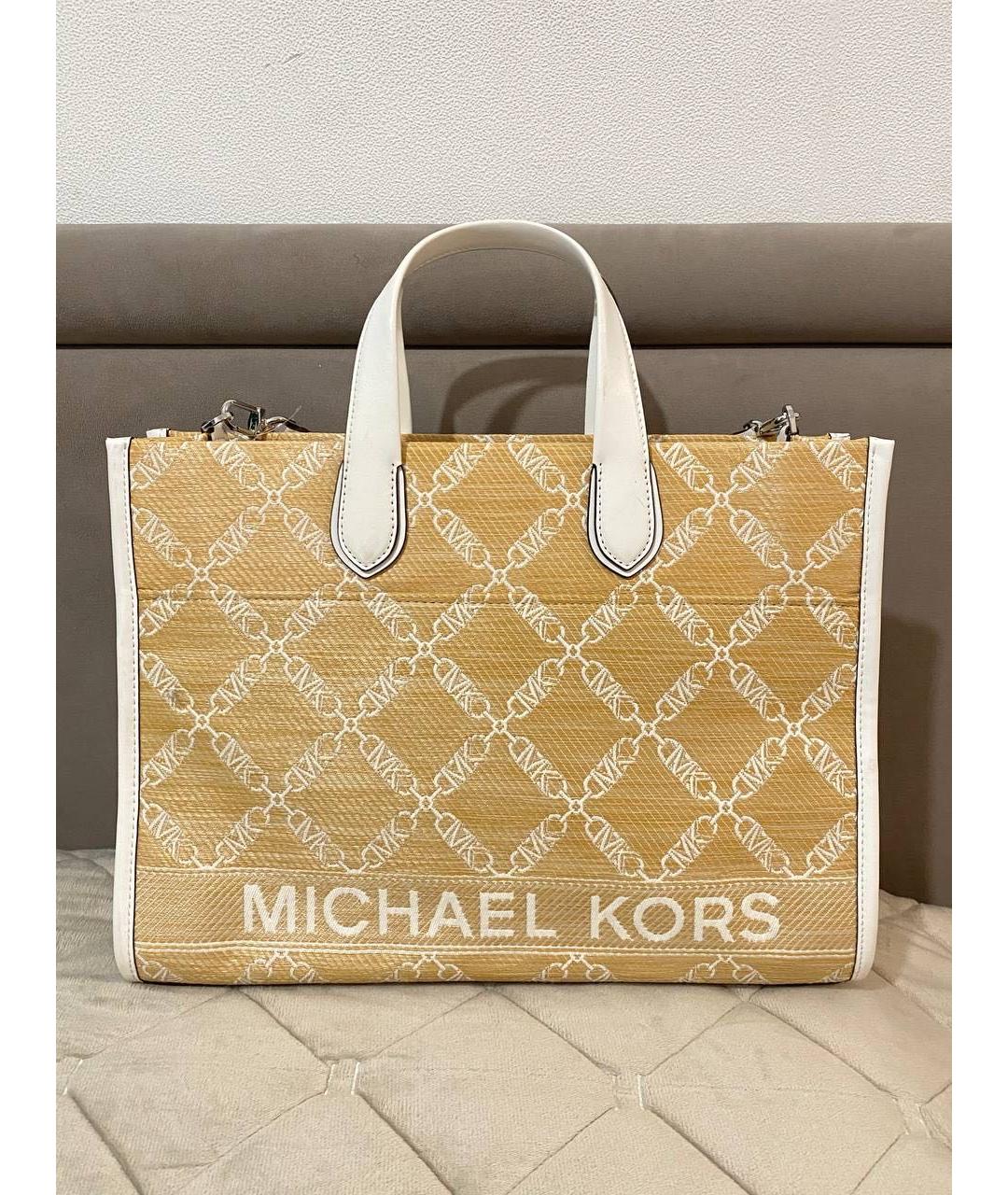 MICHAEL KORS Бежевая деним сумка тоут, фото 4