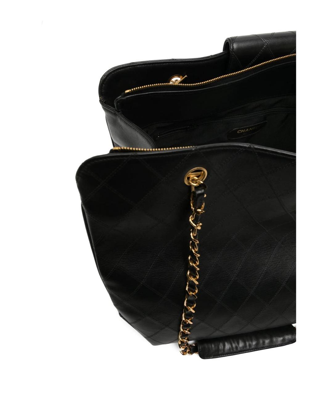 CHANEL Черная кожаная сумка тоут, фото 4