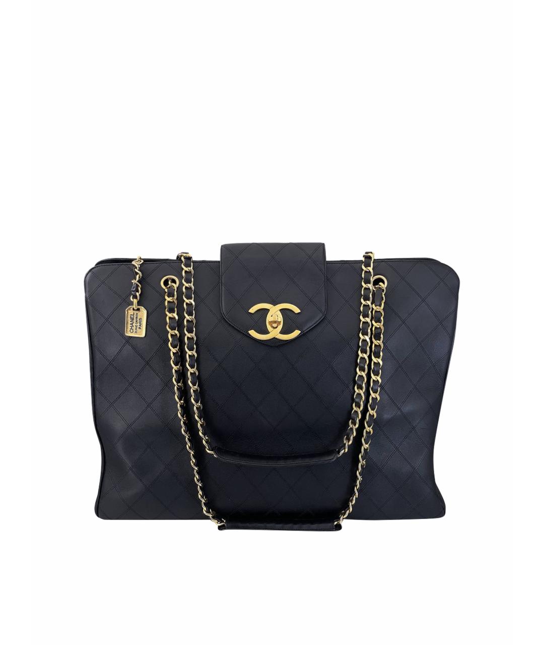 CHANEL Черная кожаная сумка тоут, фото 1
