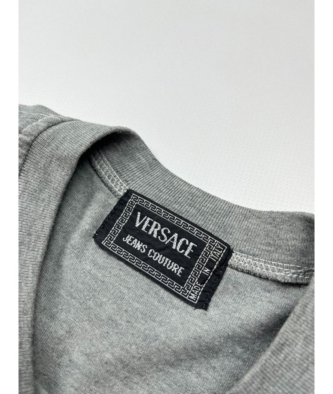 VERSACE Серая хлопковая футболка, фото 2