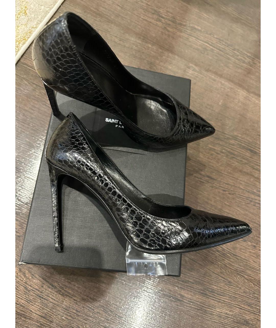 SAINT LAURENT Черные кожаные туфли, фото 4