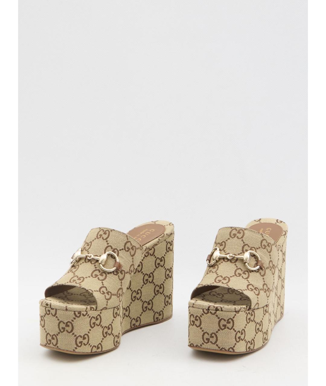 GUCCI Бежевые босоножки, фото 5