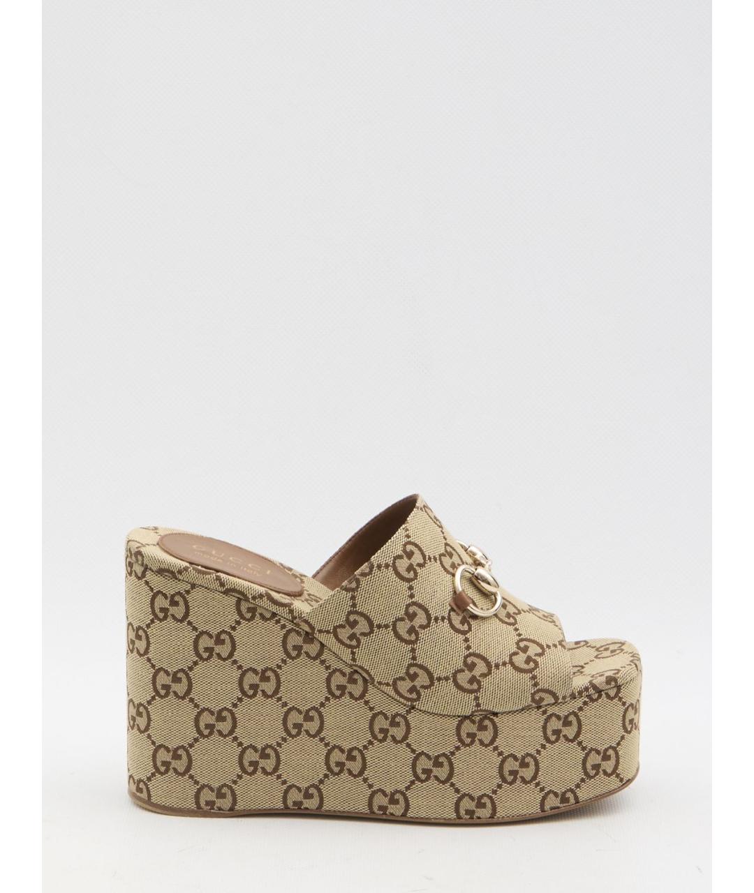 GUCCI Бежевые босоножки, фото 6