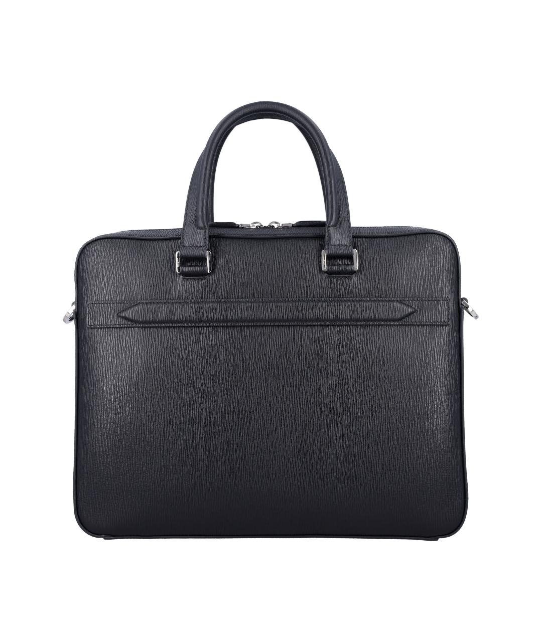 FERRAGAMO Черный кожаный портфель, фото 3