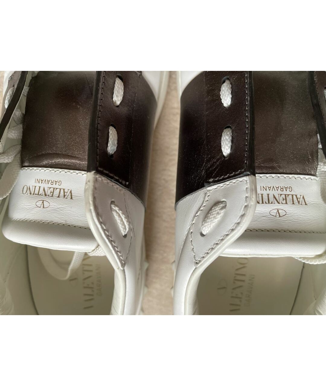 VALENTINO Белые кожаные низкие кроссовки / кеды, фото 8