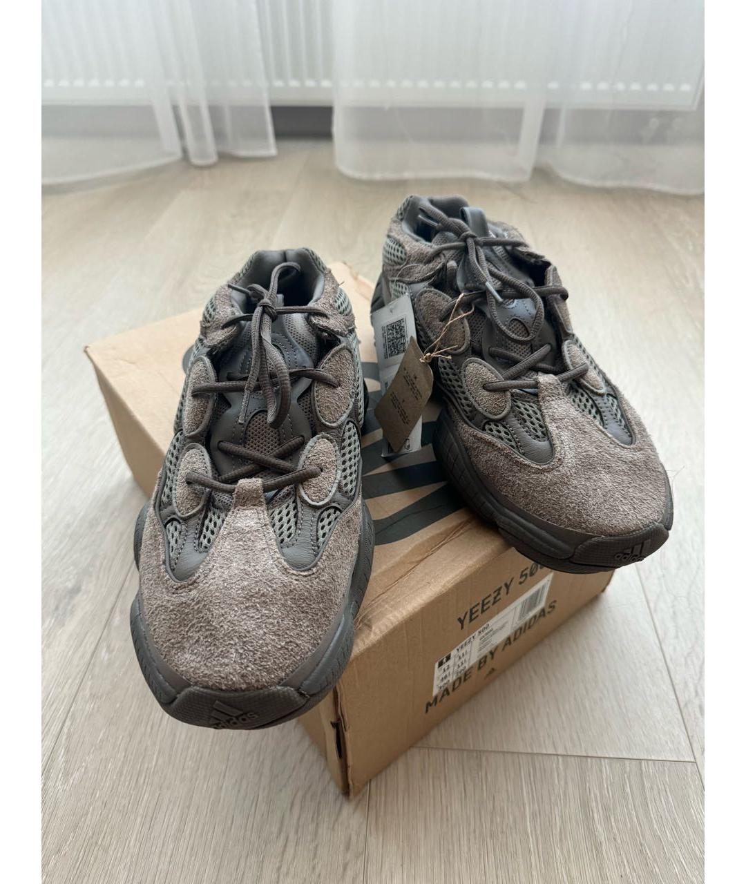ADIDAS YEEZY Коричневые текстильные низкие кроссовки / кеды, фото 5