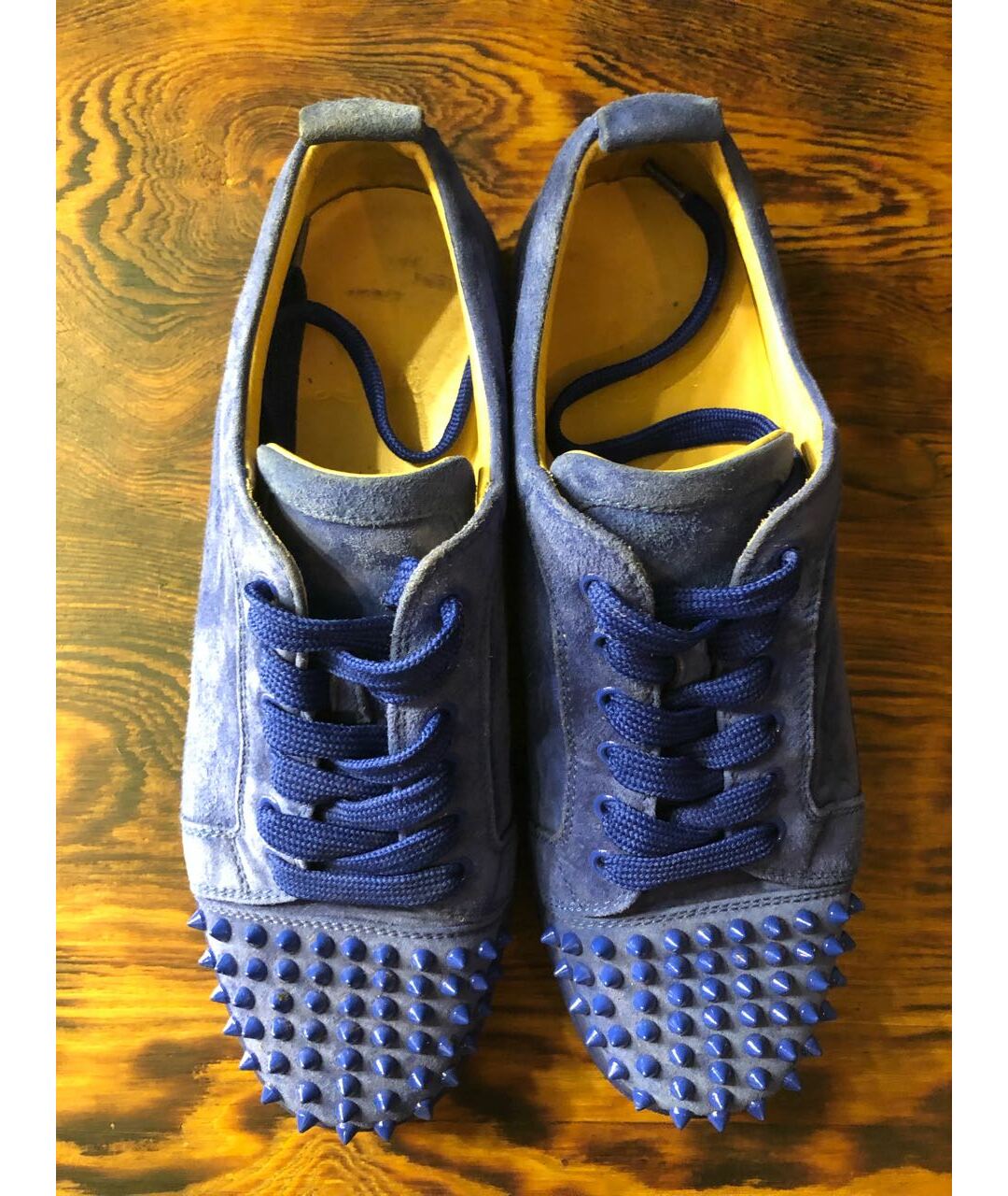 CHRISTIAN LOUBOUTIN Синие замшевые низкие кроссовки / кеды, фото 2