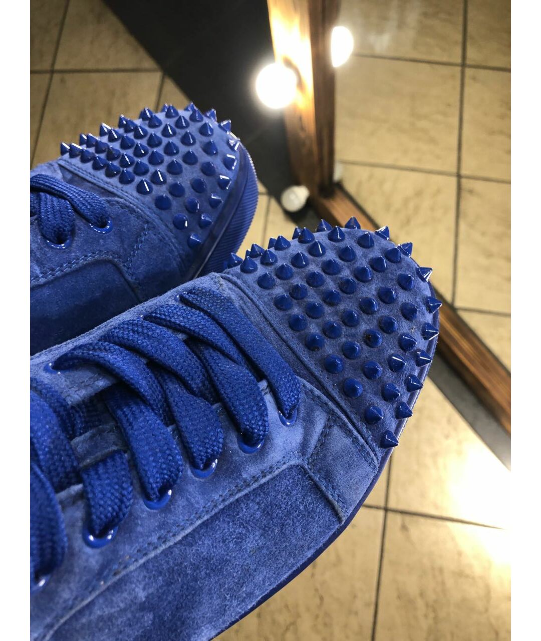 CHRISTIAN LOUBOUTIN Синие замшевые низкие кроссовки / кеды, фото 4