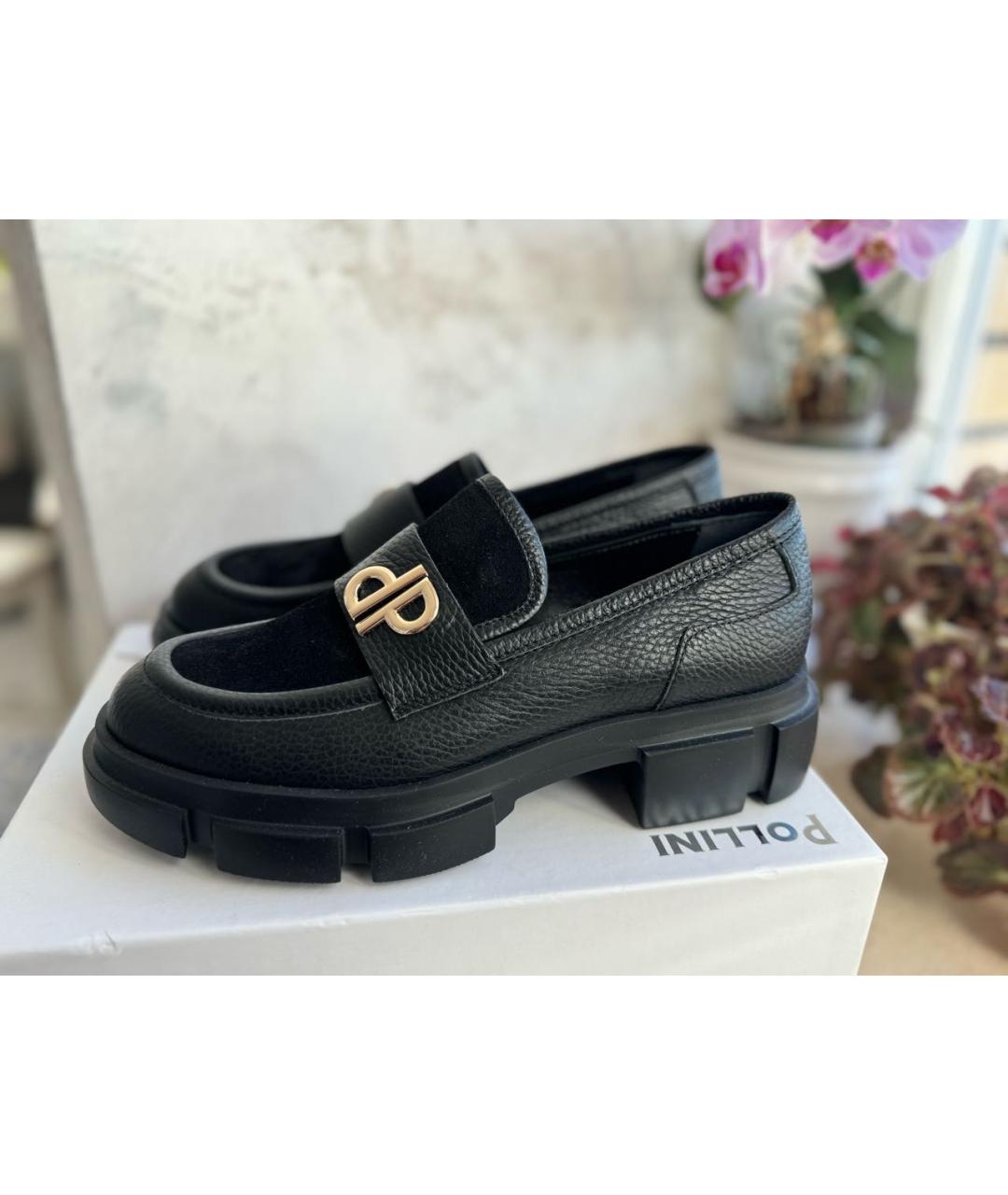 POLLINI Черные кожаные лоферы, фото 8