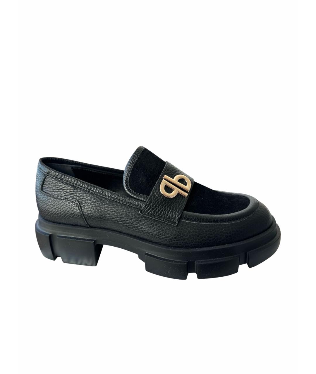 POLLINI Черные кожаные лоферы, фото 1