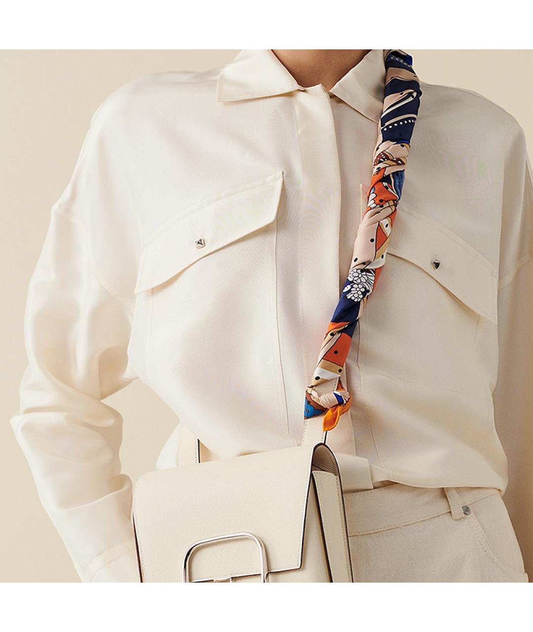 HERMES Оранжевый шелковый шарф, фото 2