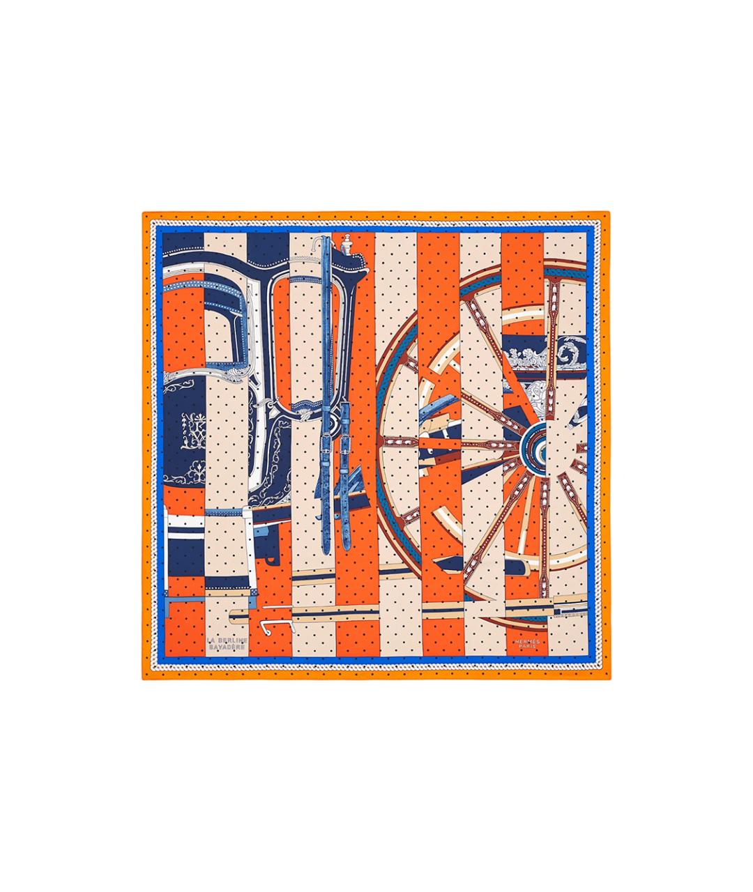 HERMES Оранжевый шелковый шарф, фото 1