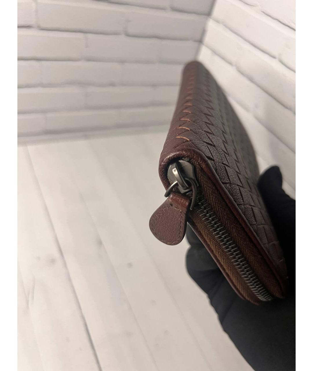 BOTTEGA VENETA Коричневый кожаный кошелек, фото 6
