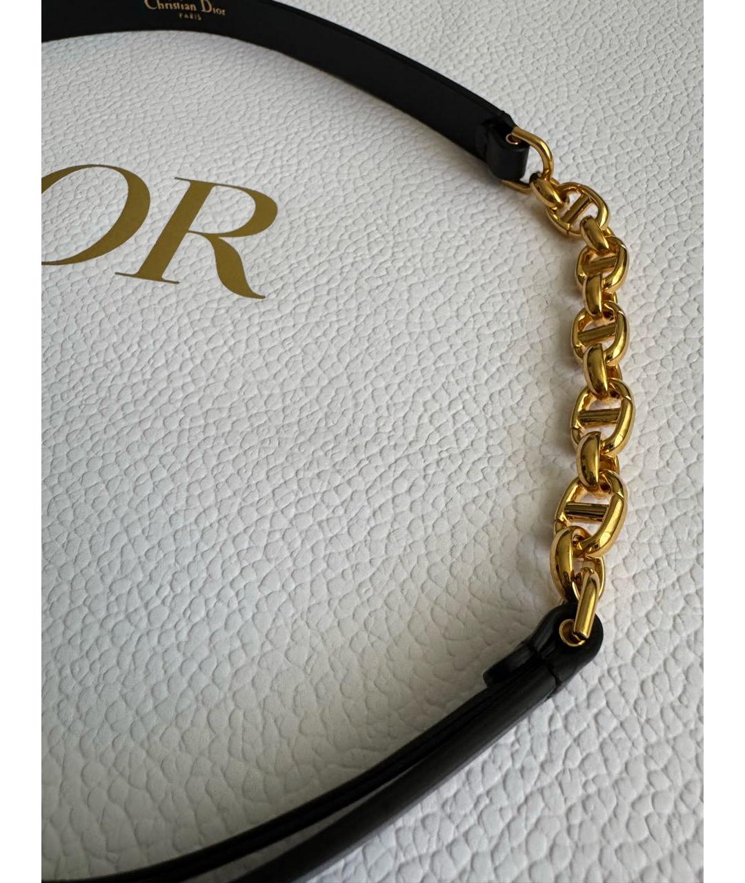 CHRISTIAN DIOR Черный кожаный ремень, фото 3