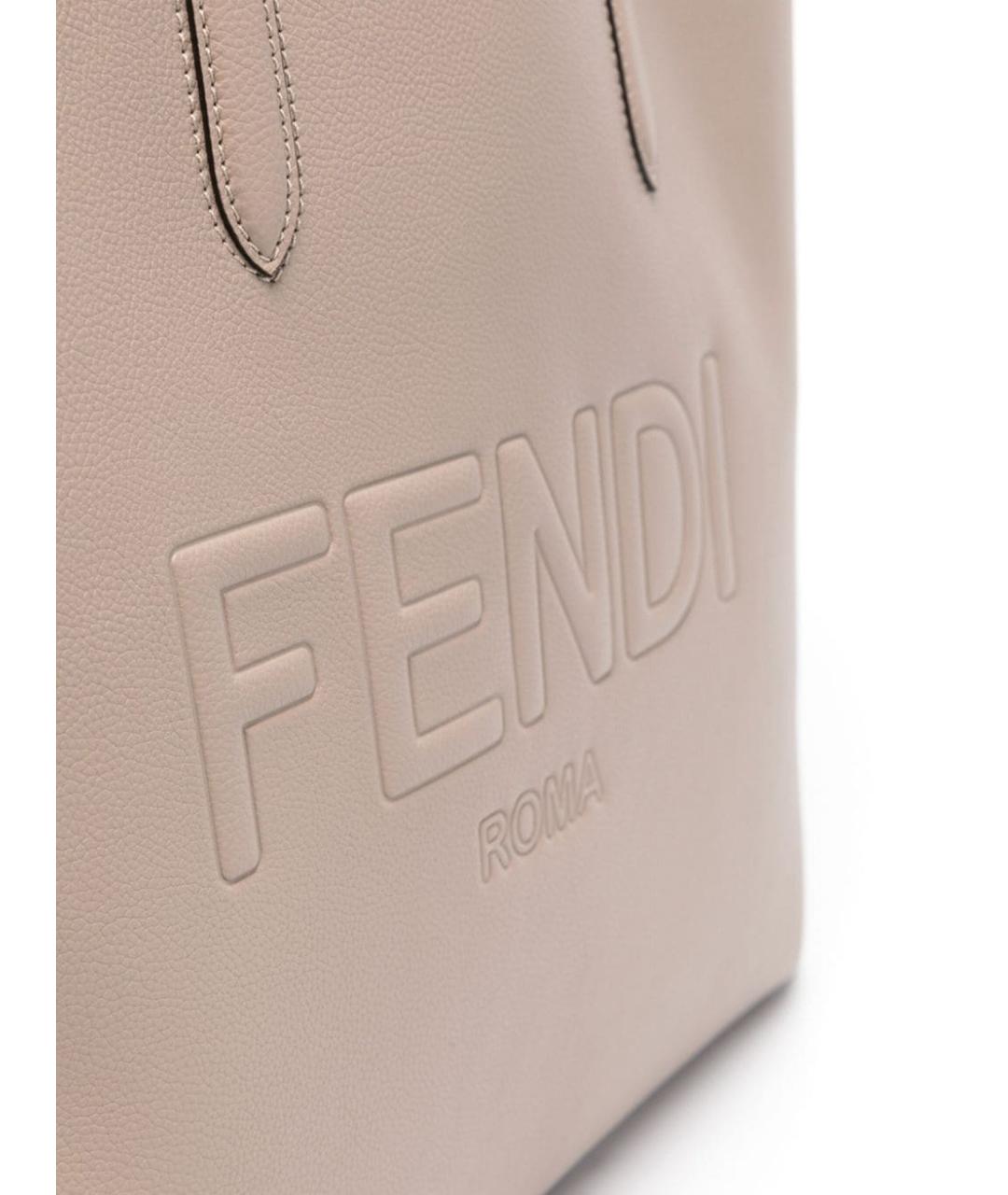 FENDI Бежевая кожаная сумка тоут, фото 3