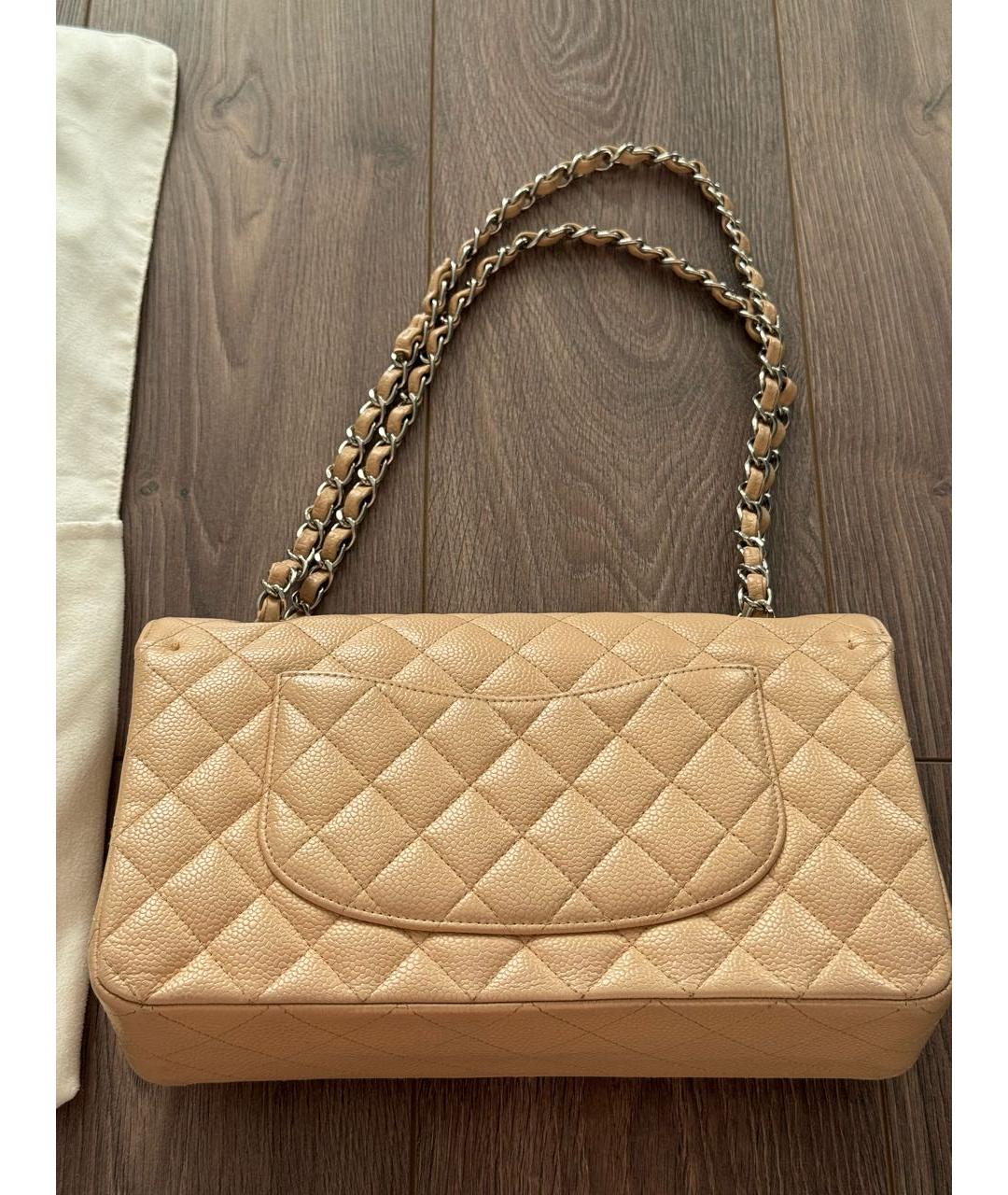 CHANEL Бежевая кожаная сумка через плечо, фото 6