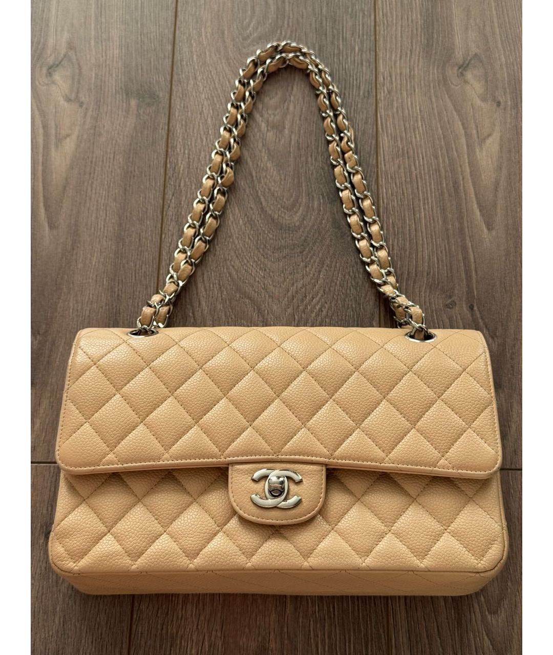 CHANEL Бежевая кожаная сумка через плечо, фото 2