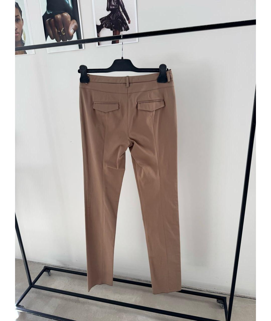 LORO PIANA Бежевые хлопко-эластановые брюки узкие, фото 3