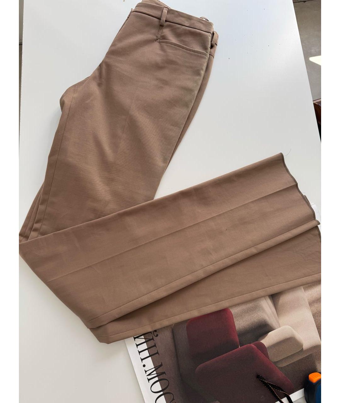 LORO PIANA Бежевые хлопко-эластановые брюки узкие, фото 5
