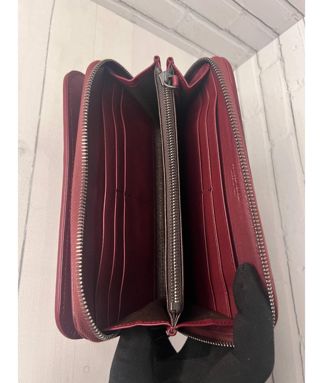 BOTTEGA VENETA Бордовый кожаный кошелек, фото 8