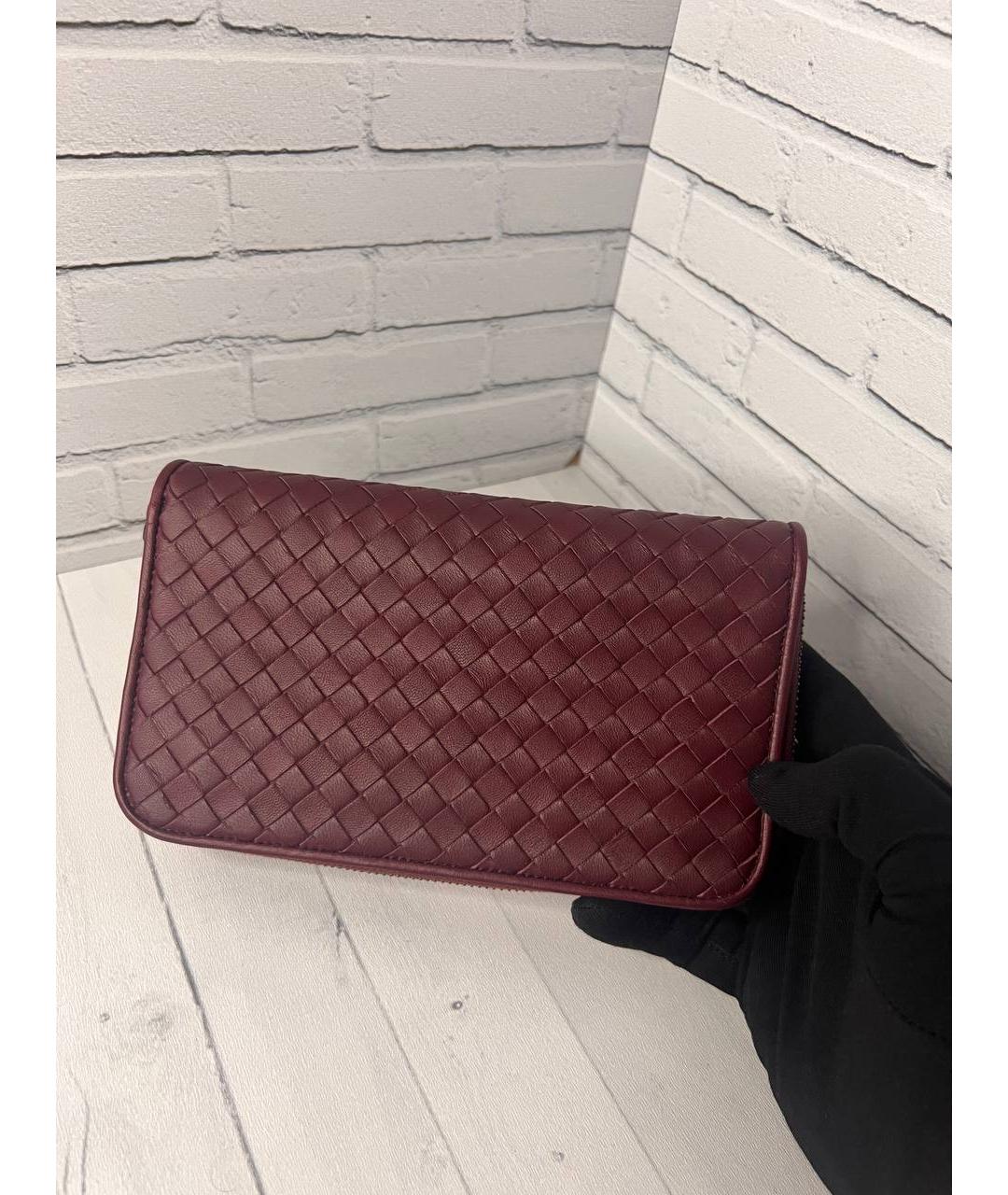 BOTTEGA VENETA Бордовый кожаный кошелек, фото 2