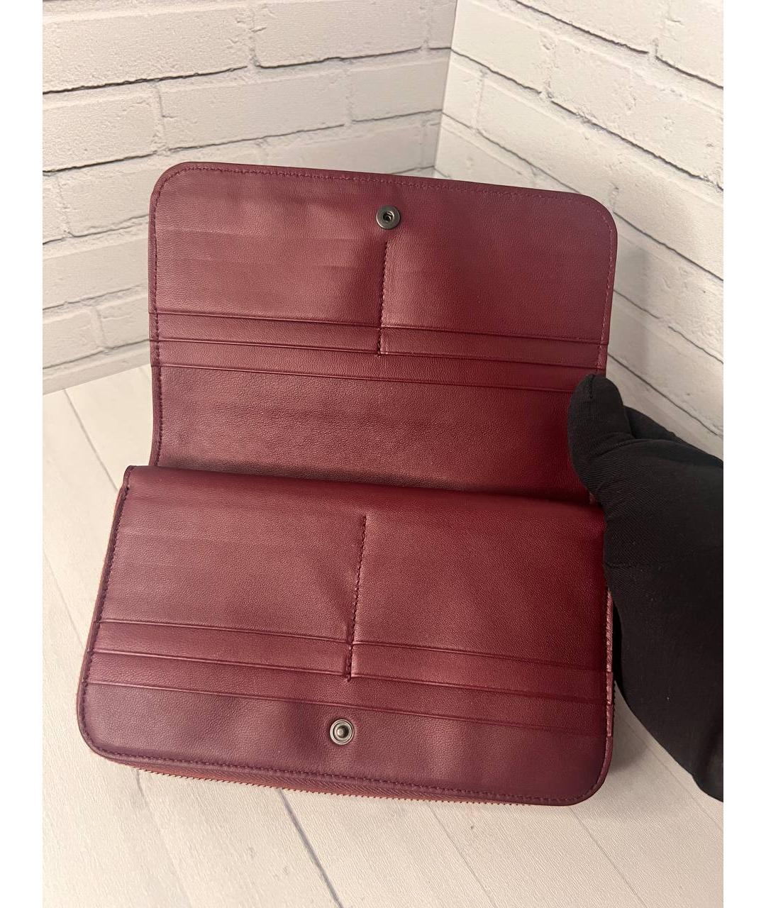 BOTTEGA VENETA Бордовый кожаный кошелек, фото 7