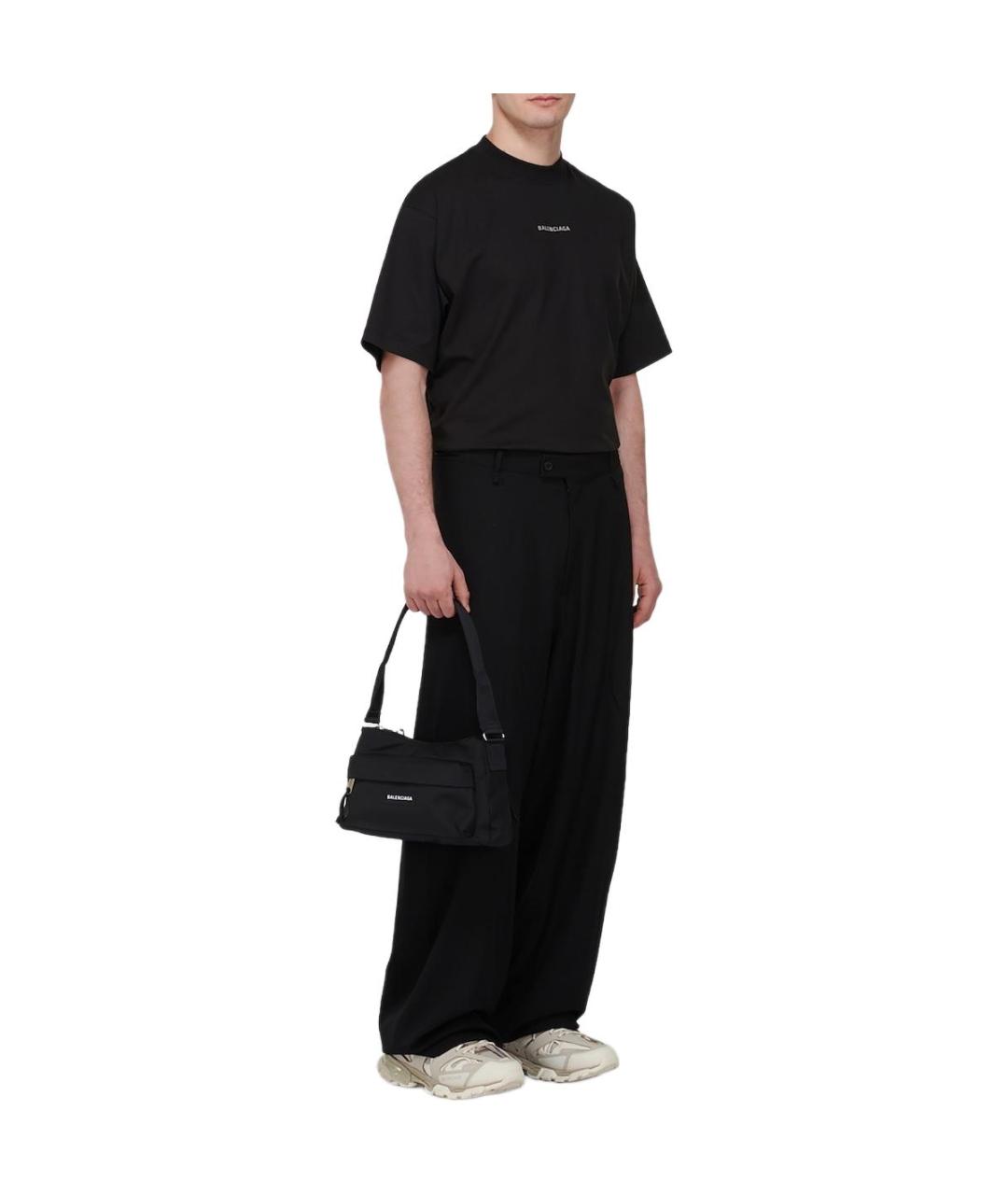 BALENCIAGA Черная хлопковая футболка, фото 3