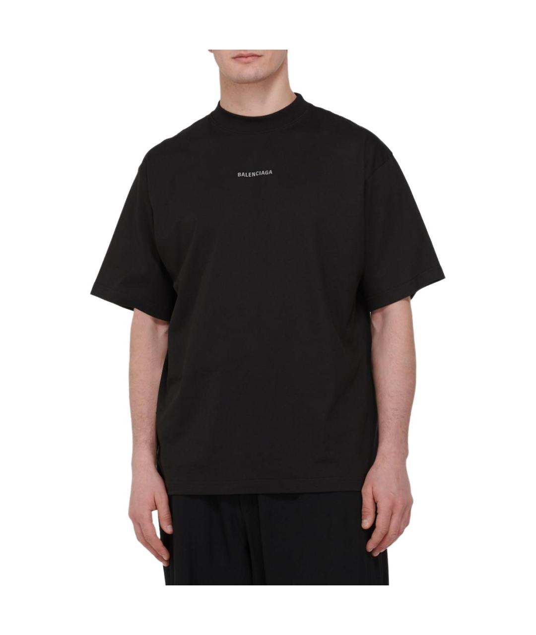 BALENCIAGA Черная хлопковая футболка, фото 4