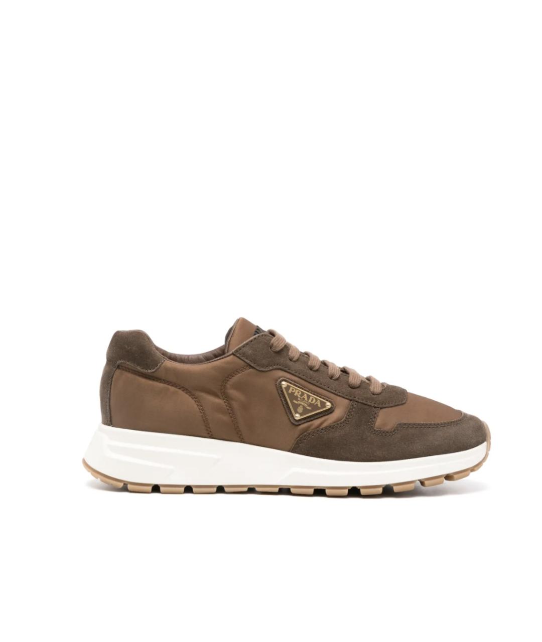 PRADA Коричневые низкие кроссовки / кеды, фото 1