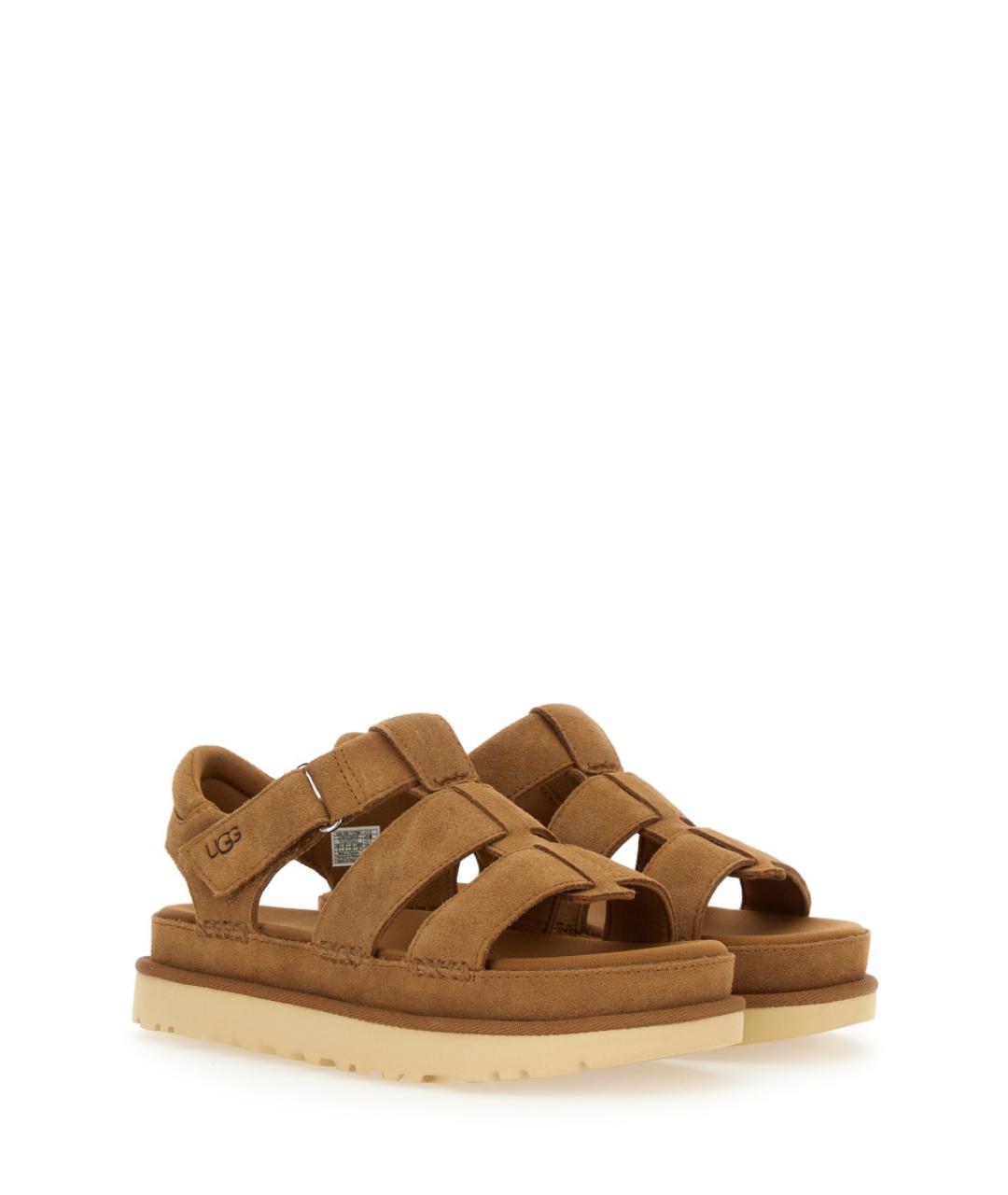 UGG AUSTRALIA Коричневые кожаные сандалии, фото 3
