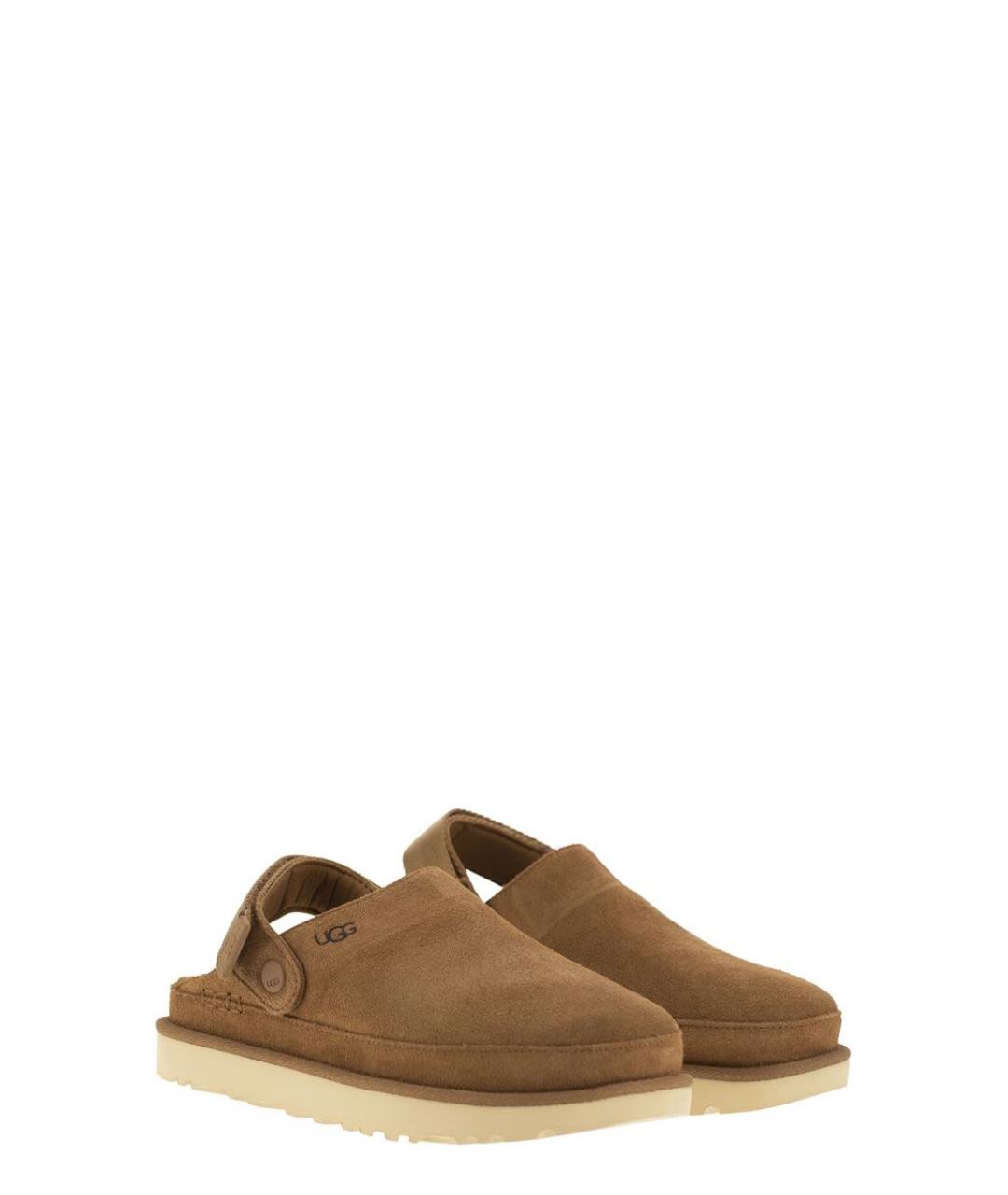 UGG AUSTRALIA Коричневые кожаные сабо, фото 4