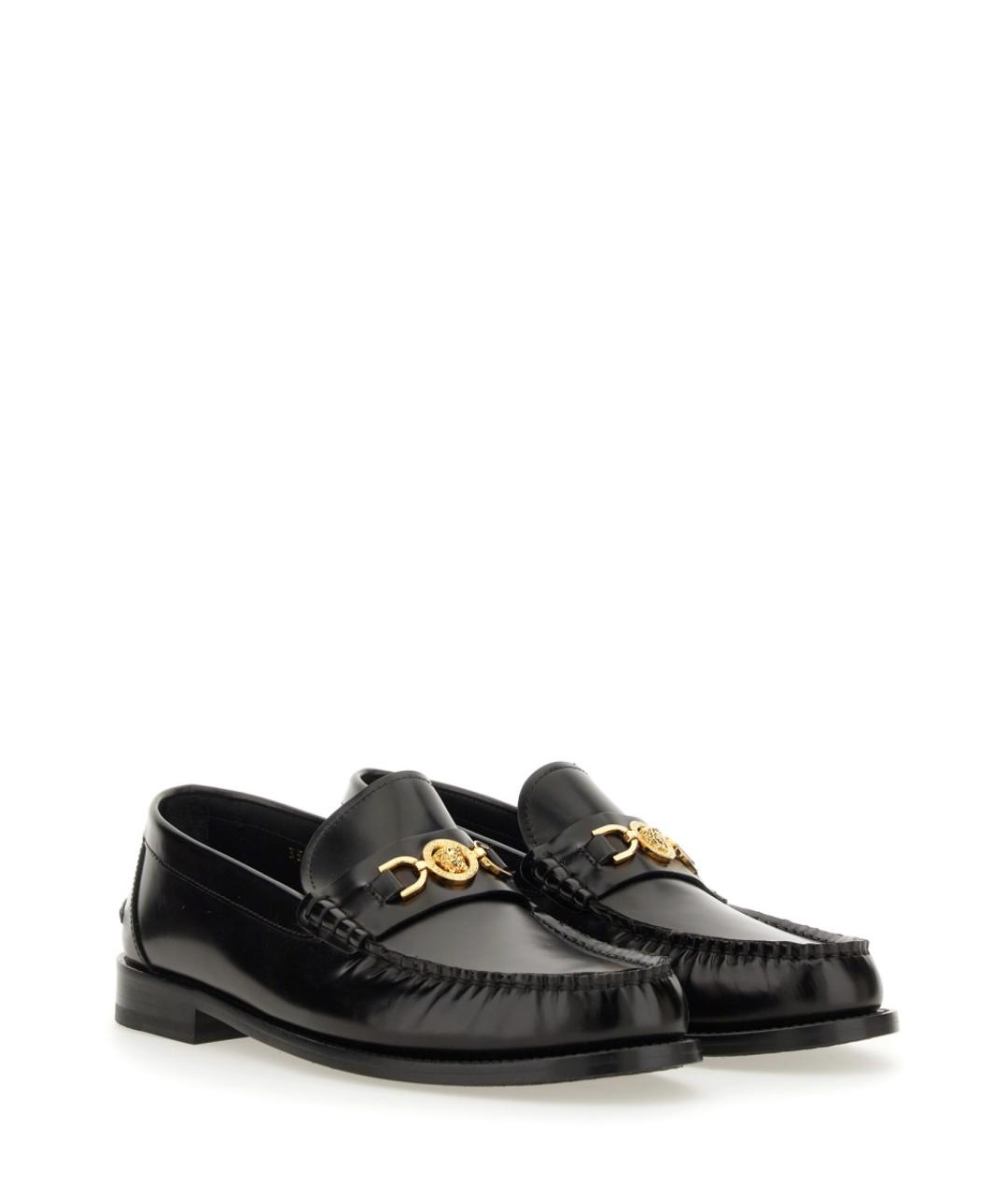 VERSACE Черные кожаные лоферы, фото 4