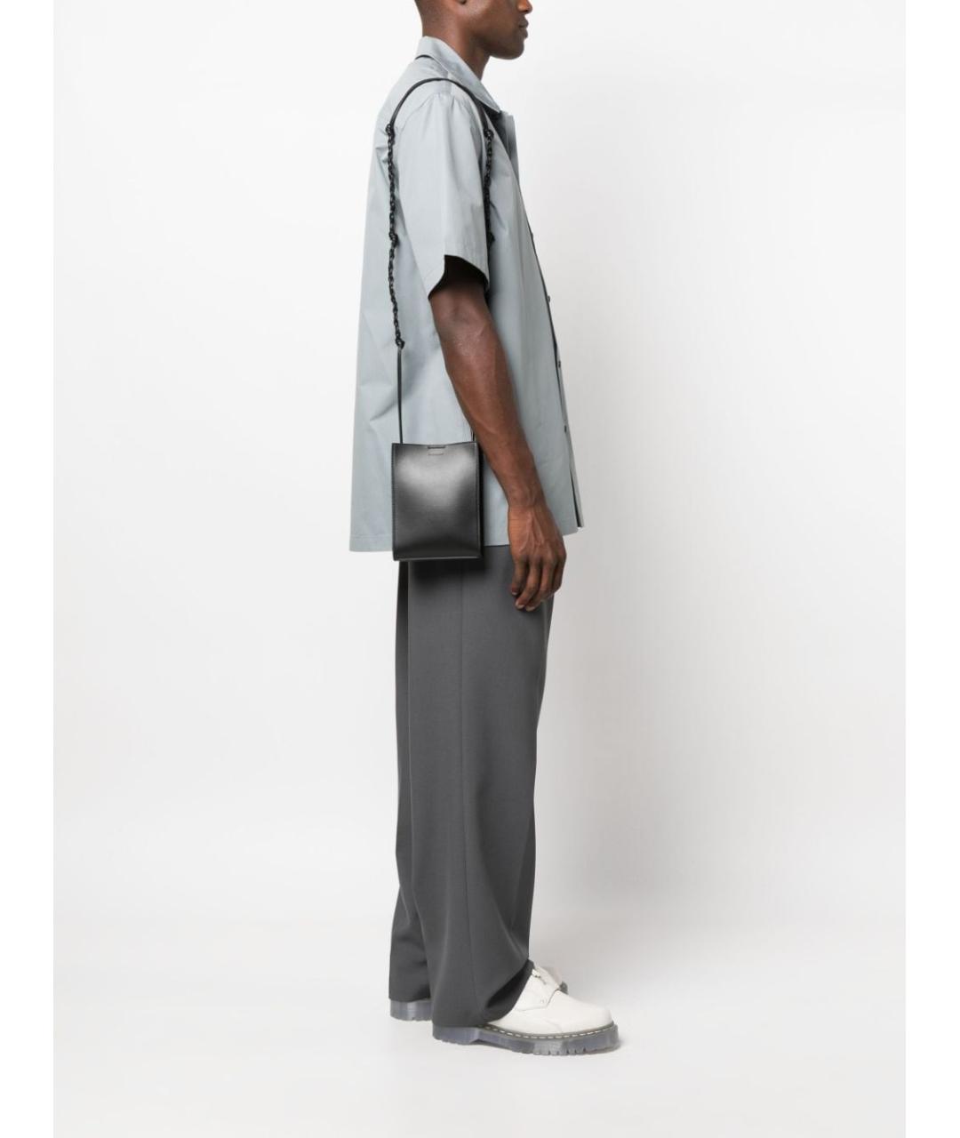 JIL SANDER Черная кожаная сумка на плечо, фото 3