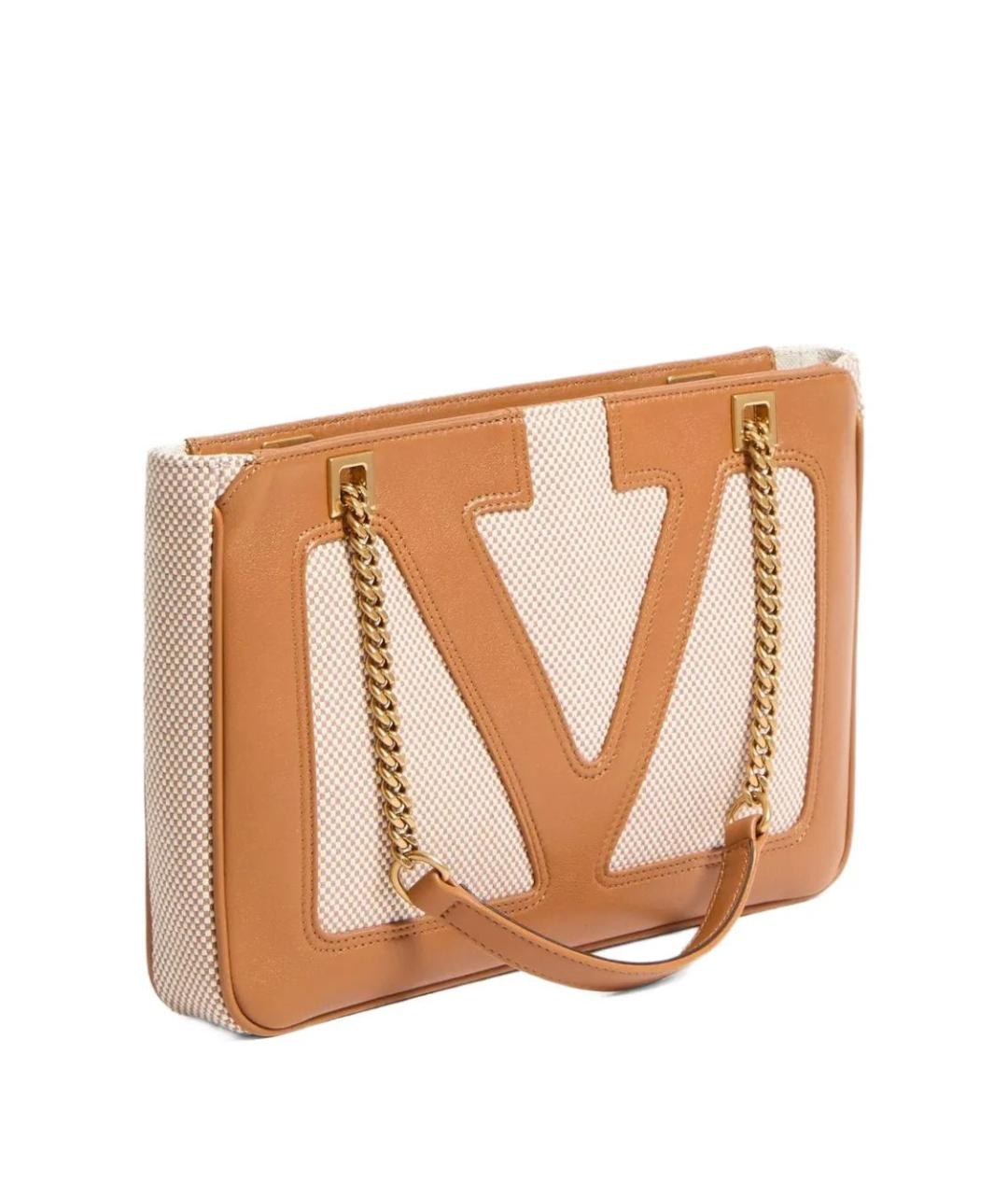 VALENTINO Коричневая хлопковая сумка тоут, фото 3